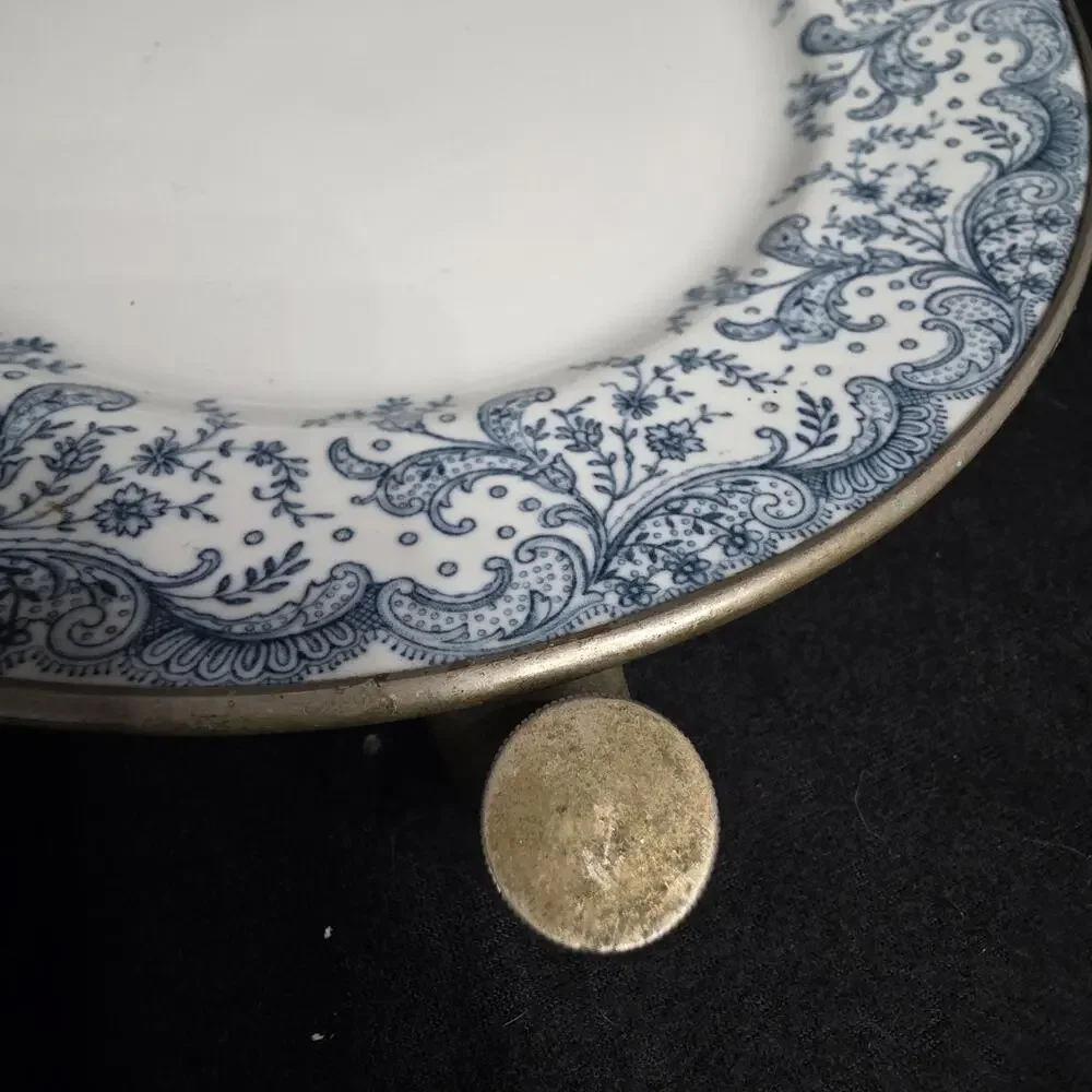 Antique S. Sternau & Co. Brooklyn NY Blue & White Porcelain Plate Serving Holder